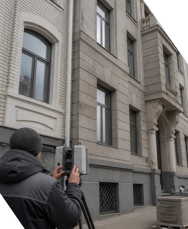 Лазерное сканирование фасадов зданий для обследования в Кумертау
